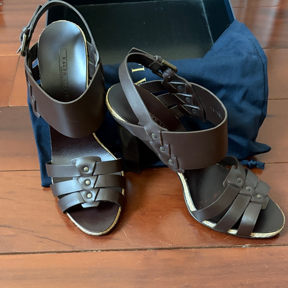 Ralph Lauren Chocolate Brown Strappy Sandals